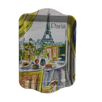 Wall decorative stickers service vintage paris metal tray decorative plates wall art tin trays