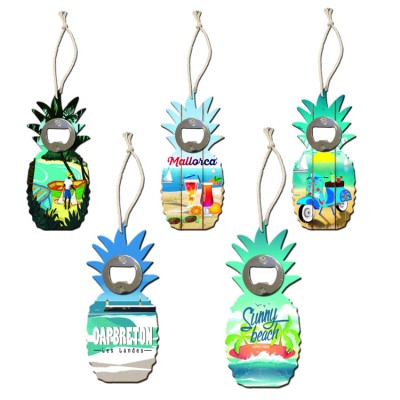 Hot sales wall hanging decor bottle openers 16X7CM wood vintage opener pineapple bottle opener