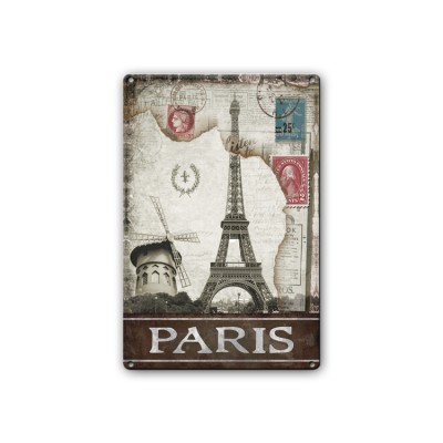 Wall Decorative 20*30cm Vintage Custom Metal Plate Craft PARIS Design Metal Wall Sign