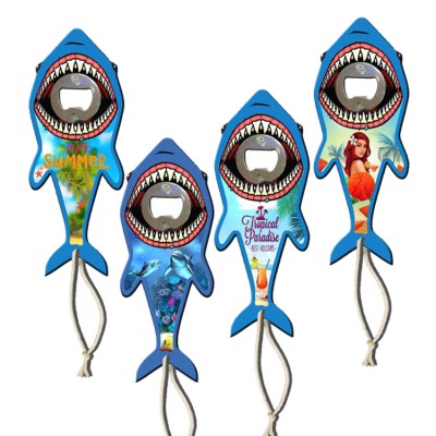 Wholesale best price vintage custom wall hanging wood opener shark shape bottle opener